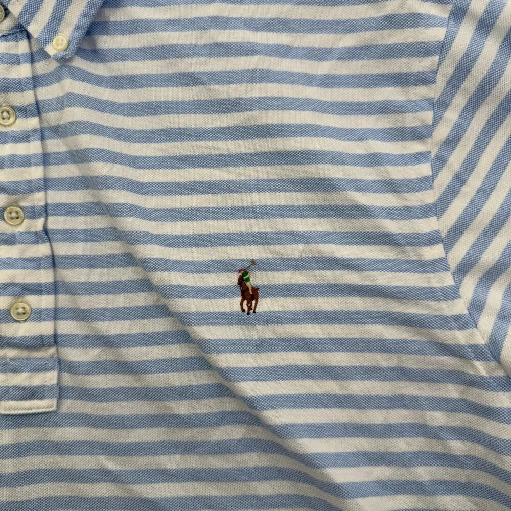 Polo Ralph Lauren Polo Shirt Mens 2XB Big Blue Stripe Knit Oxford